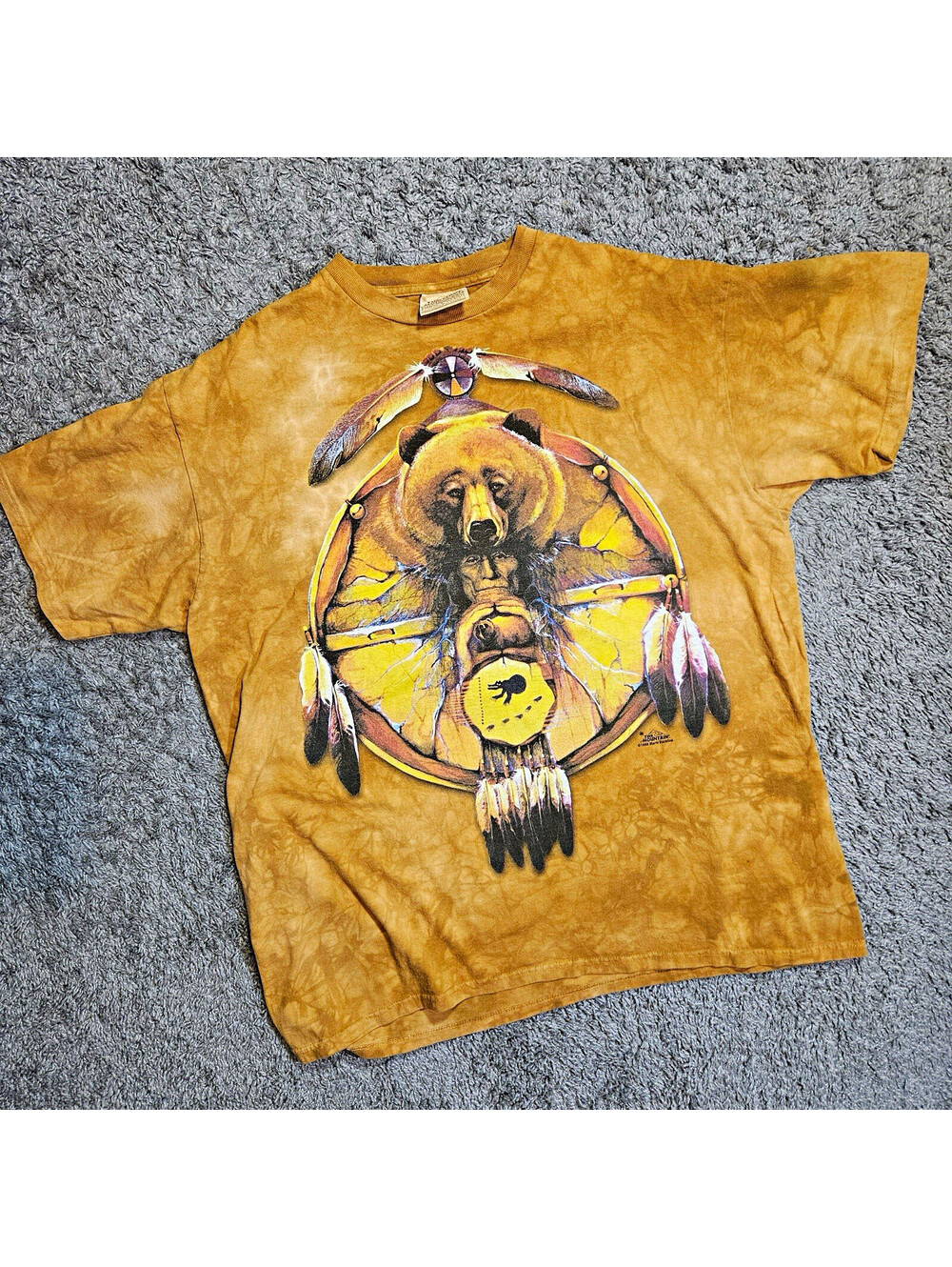 The Mountain Brown Tie-Dye Bear Dream Catcher Graphic Tee size XL